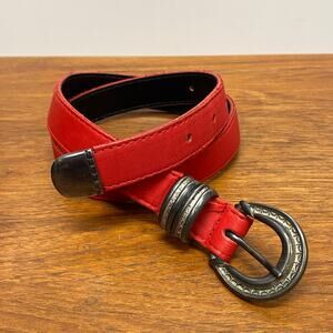 Vintage A. Brod 1” Wide Red Leather Women’s‎ Medium Fashion Belt Style 5897 USA